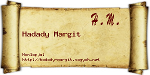 Hadady Margit névjegykártya